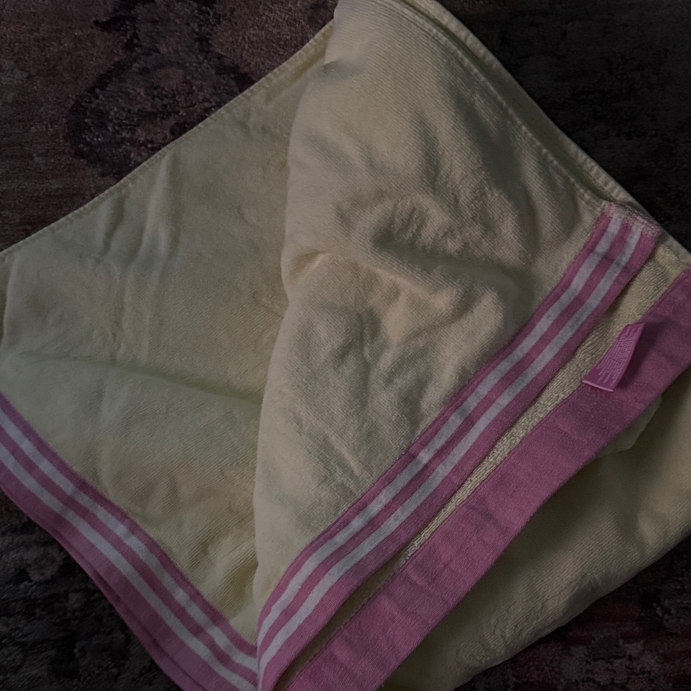 Stoney Clover Lane Yellow and Pink Striped Border Blanket